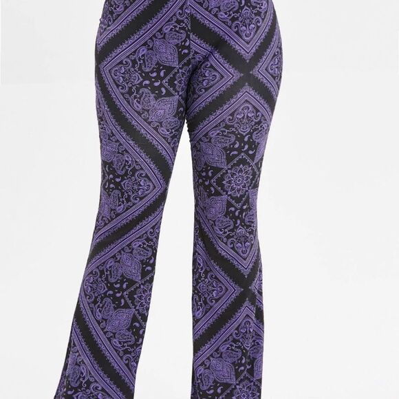 Purple/Black Bandana Print Boot Cut Pant - Picture 2 of 3